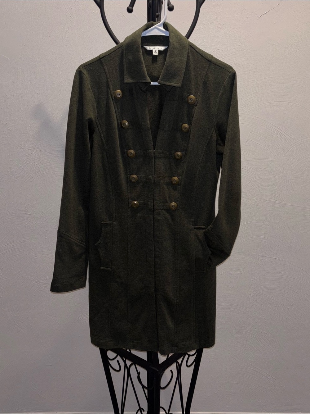 CAbi “Cavilleri” Military Knit Ponte Jacket in Drab Olive Size Small